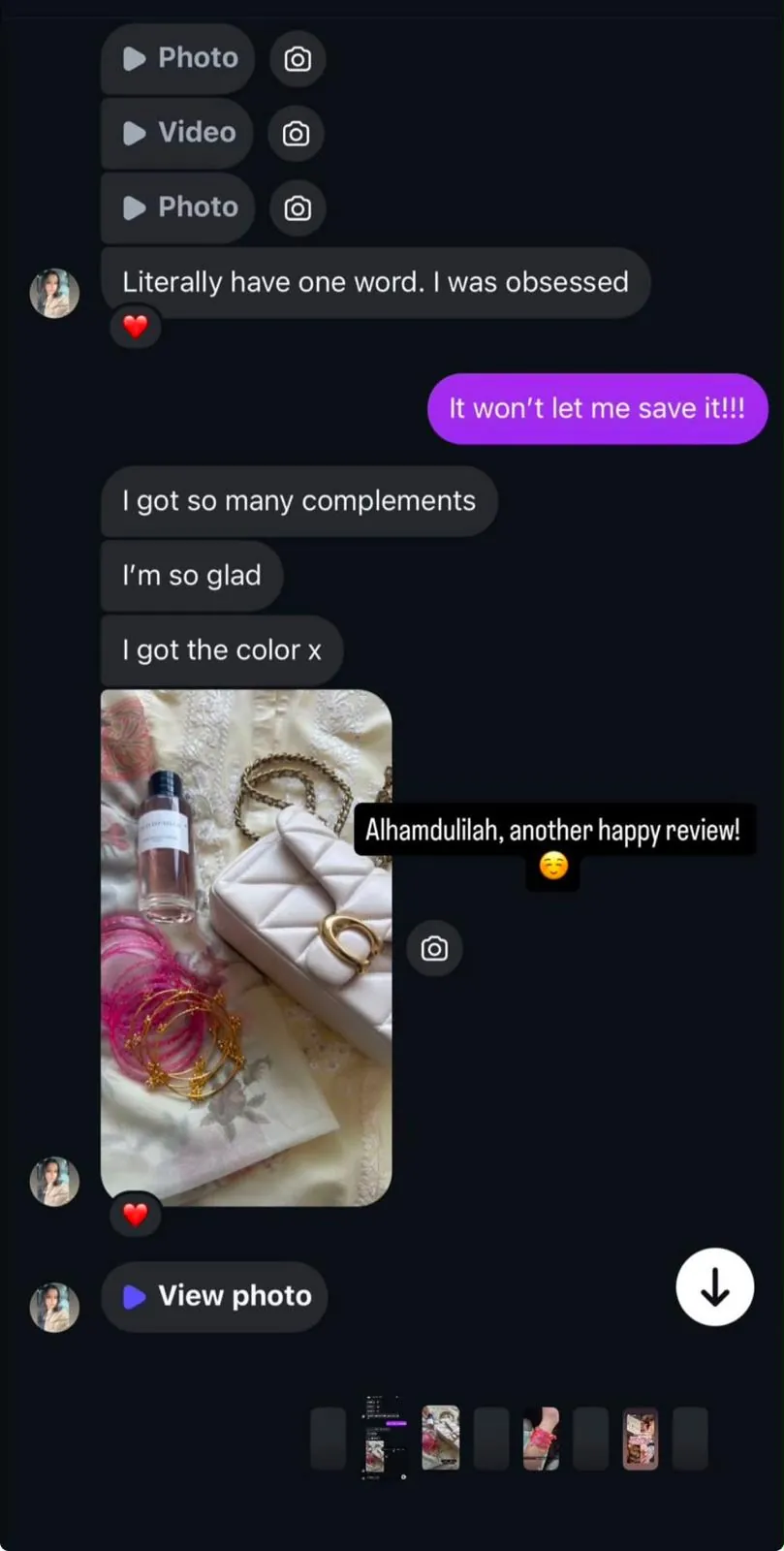 Happy customer message about her Saanjh Jewels bangles