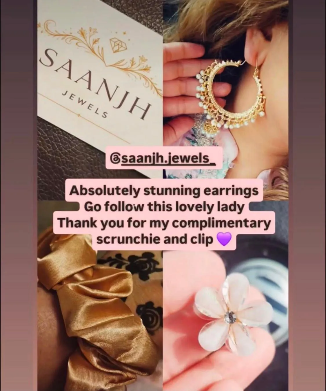 Customer review of Saanjh Jewels earrings and complimentary gifts